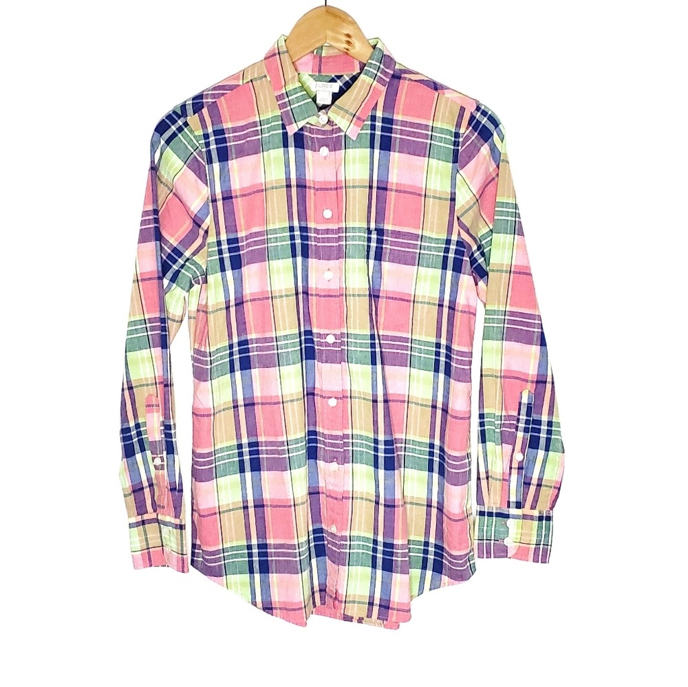 J. Crew Multicolor Plaid Blouse